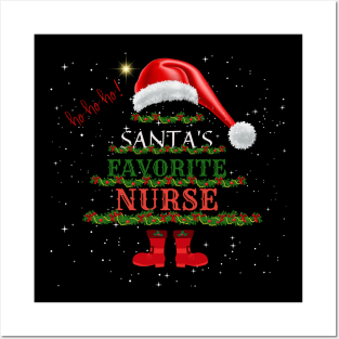 Santa's Favorite Nurse Santa Hat Ho Ho Ho Posters and Art